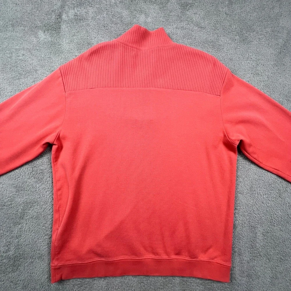 Cutter & Buck Quarter Zip Pullover Womens Large Coral Pima Cotton Ribbed Athlete